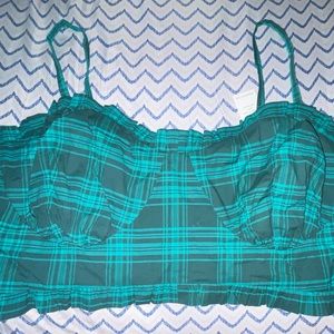 Fashion to Figure Plaid Crop Top with Adjustable Straps Size: 3